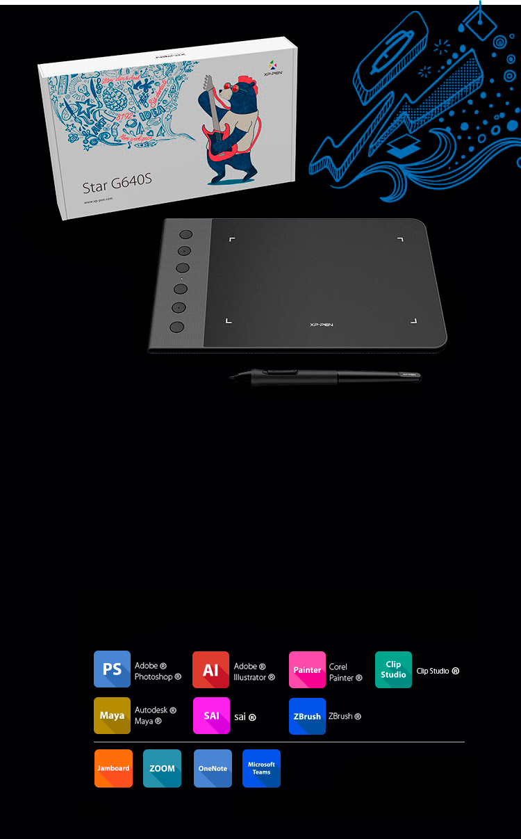  XP-Pen Star G640S drawing tablet without screen Compatible with Windows and Mac OS 